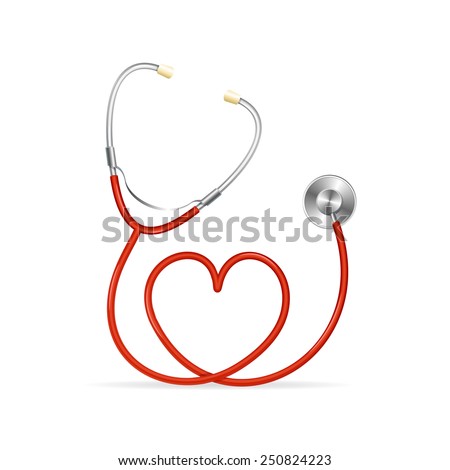 Vector Red Stethoscope in Shape of Heart Royalty-Free Stock Photo #250824223