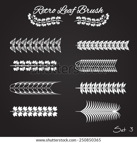 Vector Illustration of Retro Leaf Brush for Frame Design, Website, Background Banner. Vintage Border Template by Chalk on Blackboard