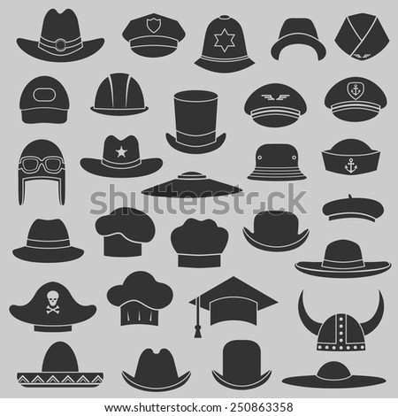 vector set hat and cap illustration, fashion set isolated icons 