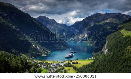 Geiranger fjord, Norway  Royalty-Free Stock Photo #250886011