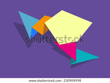 Paper Folding  or Origami Paper Art Frame on Violet background