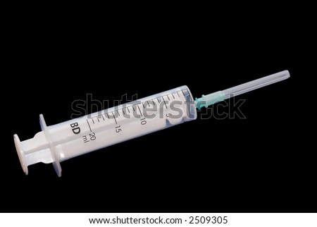 A 20ml syringe in a dark blue background