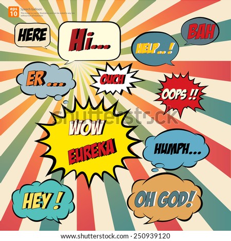 New vector Cartoon speech balloon, Comic Speech Bubble  icon, Vintage and retro style