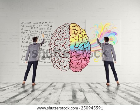Left and right brain concept Royalty-Free Stock Photo #250945591