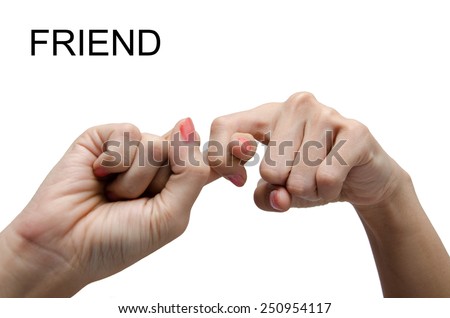 Woman hand sign FRIEND ASL American sign language