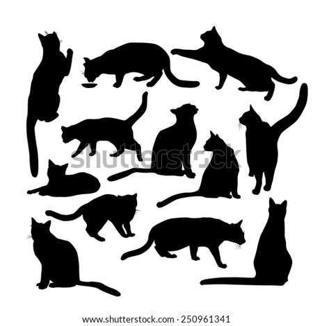 Set of silhouettes of cats. Vector