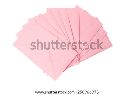 Pink envelop on White Isolated background