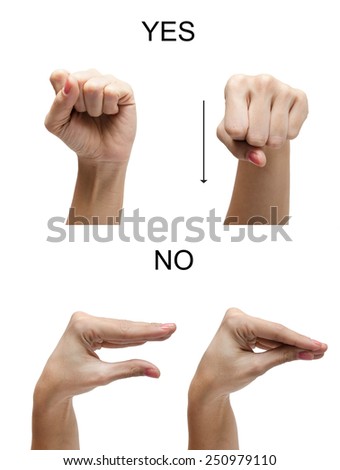 Woman hand sign NO YES ASL american sign language