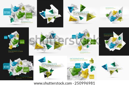 Vector set of fresh business abstract infographics on 3d triangular background