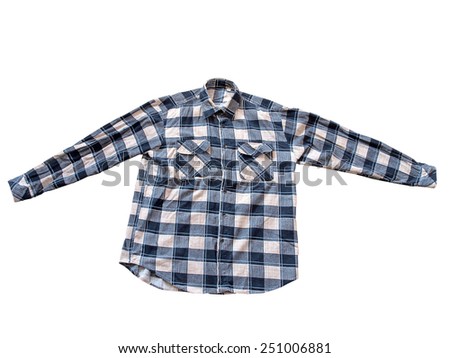 Soft thick long sleeve shirt white blue and gray checkered