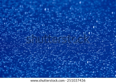 Drop of water on blue background 