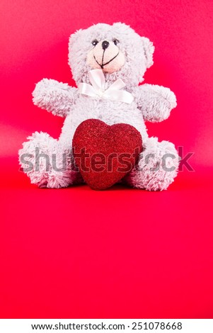 Valentine teddy bear and heart