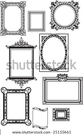 Collection of many vintage picture frames, Vector file