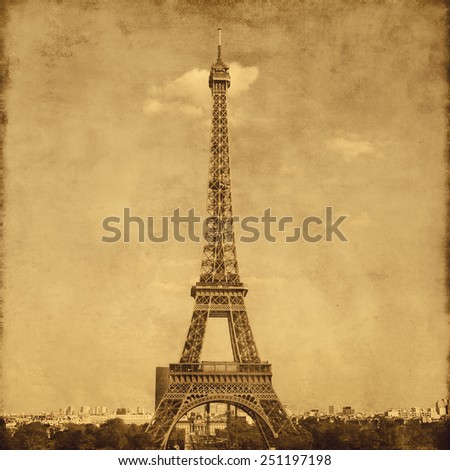 View of Eiffel Tower.Paris.Old style photo.