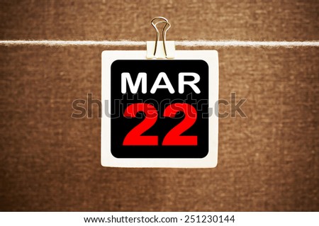 March 22 Calendar. Part of a set