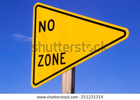 The yellow street sign with "No" and "Zone" and open space for text between.