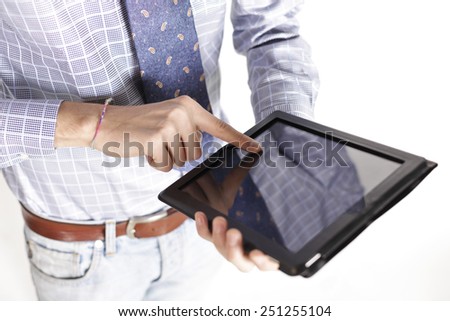 Businessman using a tablet pc 