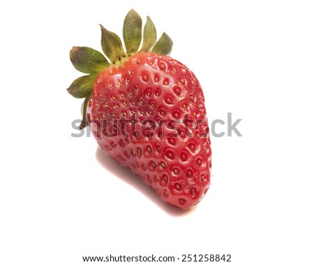 Red strawberry over white background