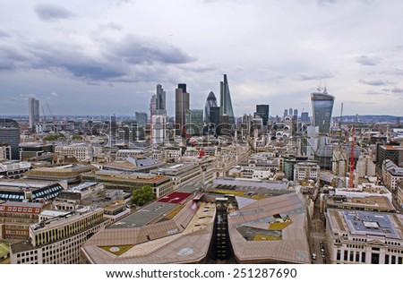 View on famous skyscrapers, London.