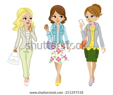 Walking Girls Spring Fashion