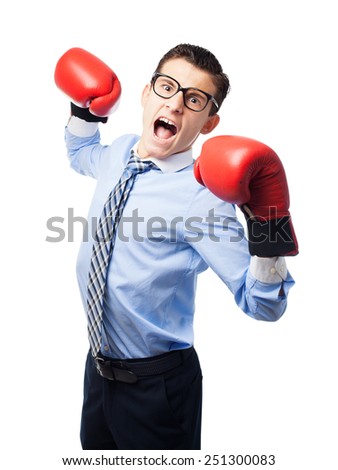 businessman boxing