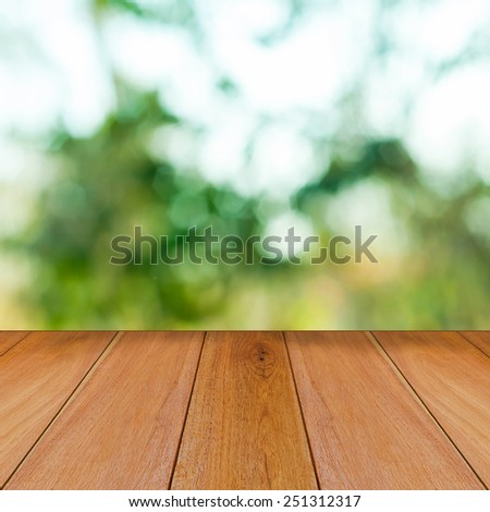 Wooden floor and out of focus bokeh background