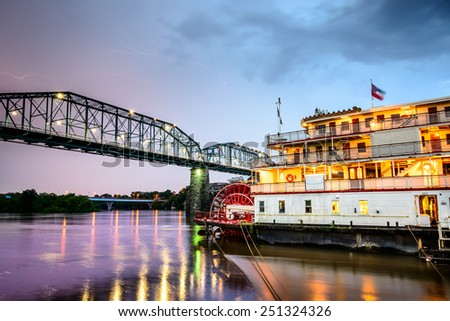 Chattanooga, Tennessee, USA on the Tennessee River. Royalty-Free Stock Photo #251324326
