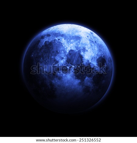 Isolated Dark Blue Moon - Elements of this Image Furnished by NASA