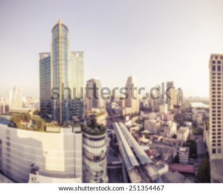 Blur view of urban city with the commuter,Bangkok,Thailand with the vintage effect