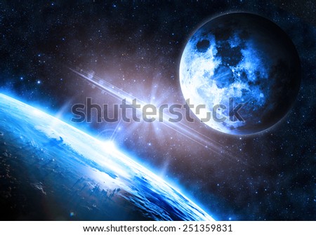 The Moon and Earth - Elements of this Image Furnished by NASA