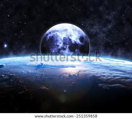 Earth and the Moon - Elements of this Image Furnished by NASA