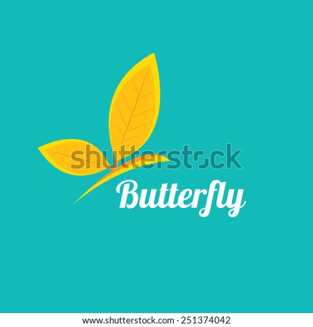 vector orange Abstract butterfly on blue sky background
