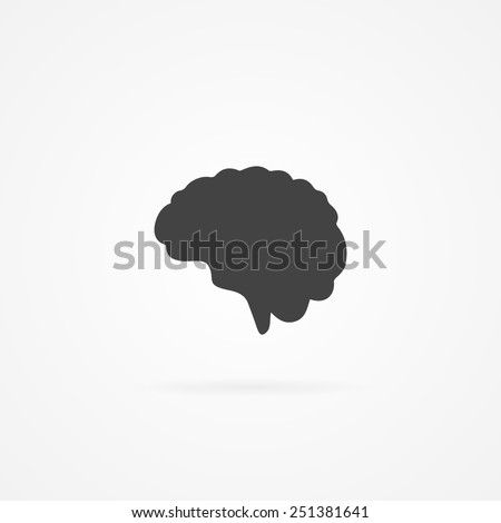 Simple human brain icon. Shadow and white background.
