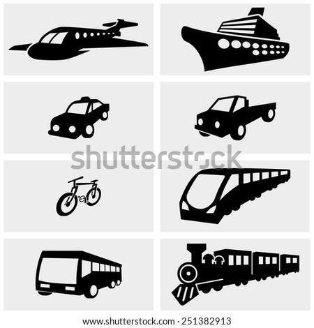 Transportation  vector icons set on gray