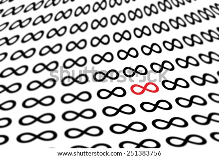 Red infinity symbol among many black