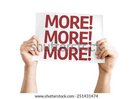 More! More! More! card isolated on white background Royalty-Free Stock Photo #251431474