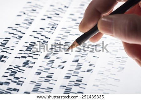 Scientists examined DNA gel that is used in genetics, medicine, biology, pharma research and forensics. Royalty-Free Stock Photo #251435335