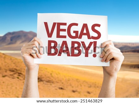 Vegas, Baby! card with desert background