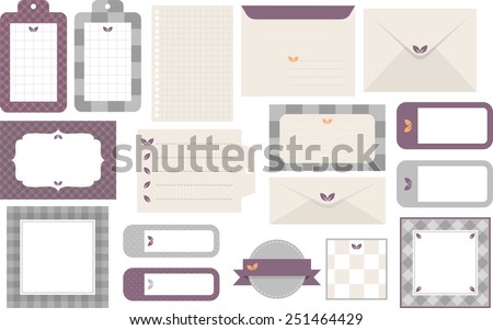 Design elements of banner and frame for mobile and web applications in violet and grey