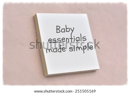 Text baby essentials made simple on the short note texture background