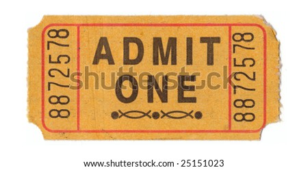 Generic vintage admit one ticket close up Royalty-Free Stock Photo #25151023