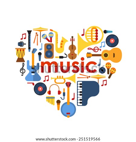 Music Heart set vector.