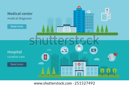 Flat design modern vector illustration concept for healthcare, medical center and hospital building Royalty-Free Stock Photo #251527492