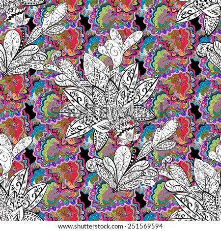 Vector seamless texture with abstract flowers. Endless background. Ethnic seamless pattern. Vector backdrop. Bright pattern. Summer template. Use for wallpaper,pattern fills, web page background 