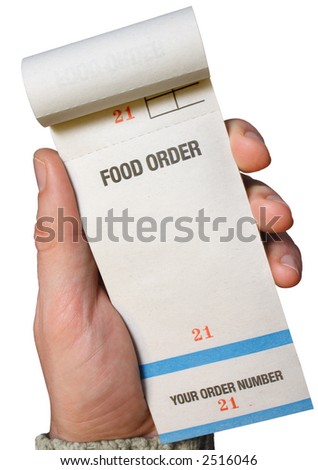 Holding a food order pad, ready for the order. Royalty-Free Stock Photo #2516046
