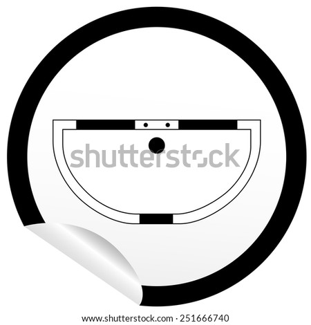 Flat bath icon on sticker for floor plan outline. Line editable EPS10 vector furniture illustration. View from above