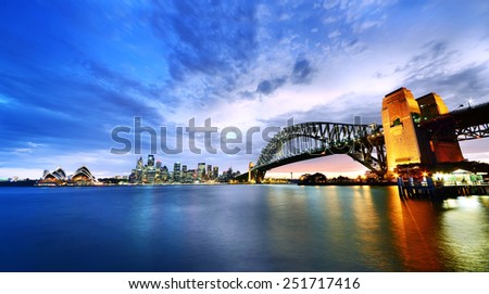 Sydney Harbor Panorama at twilight