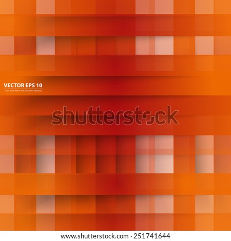 Vector color background abstract lines and squares. Orange design geometrical