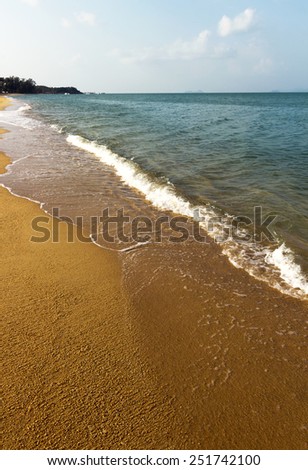 gold sand shore background. paradise view
