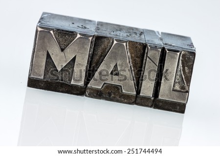 the word e-mail letters written in lead. photo icon for quick correspondence